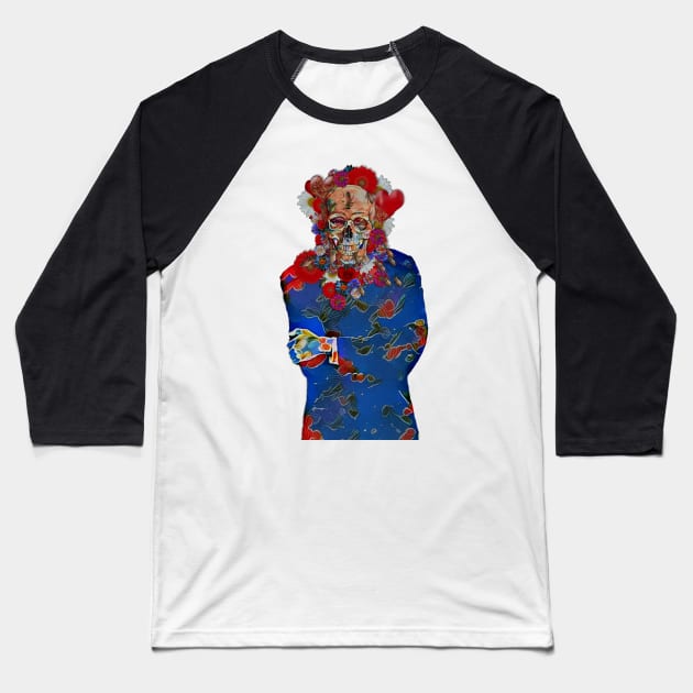 Skull Flower Power Immigrant Baseball T-Shirt by Diego-t